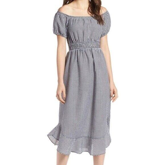Treasure & Bond Dresses & Skirts - Treasure & Bond Women's Black Gingham Off The Shoulder Dress Convertible Medium
